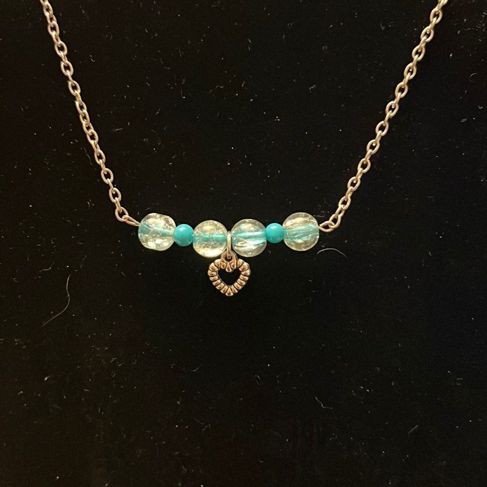 ✨ Handcrafted Glass Bead Necklace on Silver-Tone Chain ✨